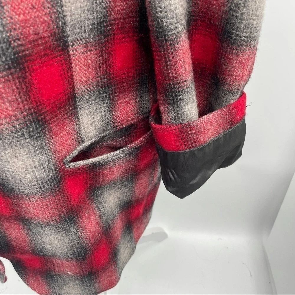 Y2K VINTAGE L WOOLRICH wool plaid Scandi Girl oversized masculine blazer USA - Picture 3 of 8